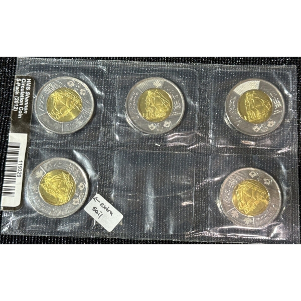 2012 $2 HMS Shannon Circulation Coin 5-Pack