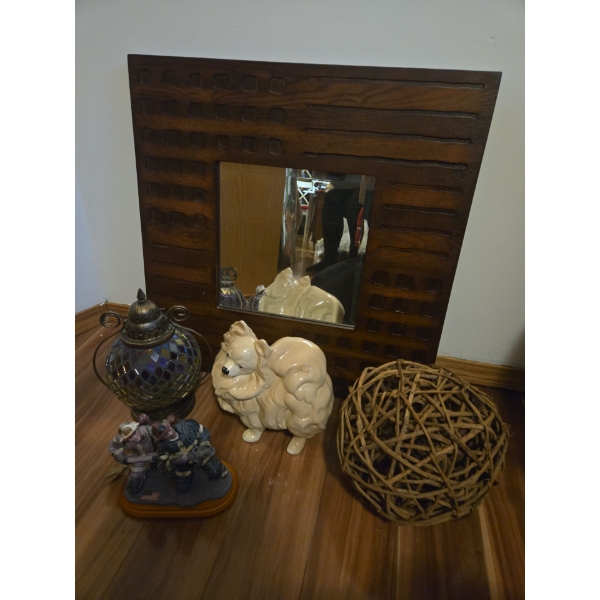 Lovely Hanging Mirror, Lantern, 'Red Hats of Courage' (Big Fire Big Water 3/323) and More 