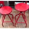 Image 5 : Metal Mercedes Bus Desk w/ 2 Red Stools, Desk Measures 38In Long, 41In Tall 