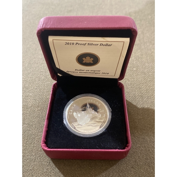 2010 Canada Proof Silver Dollar Featuring HMCS Sackville, Boxed with COA