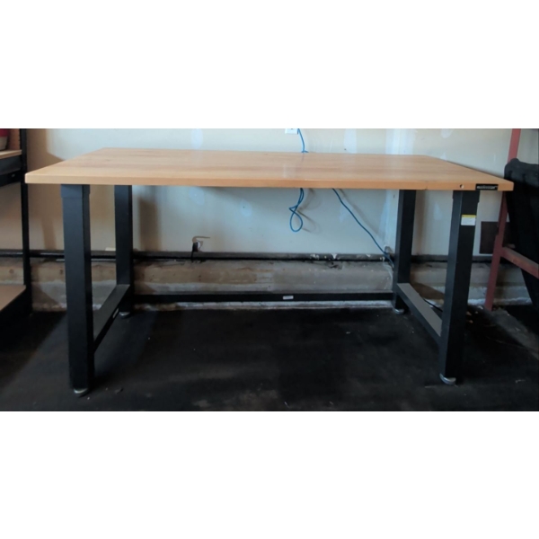Mastercraft 48' Heavy Duty Adjustable Height Work Bench ft. A Solid Wood Top 