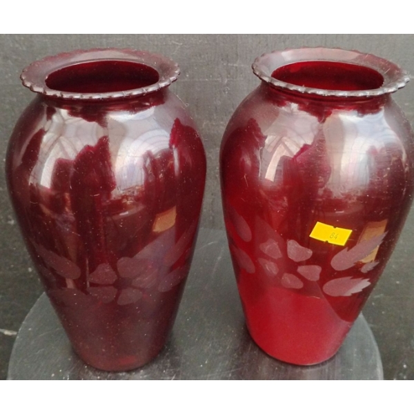 Vintage Royal Ruby Anchor Hocking Vase x2 