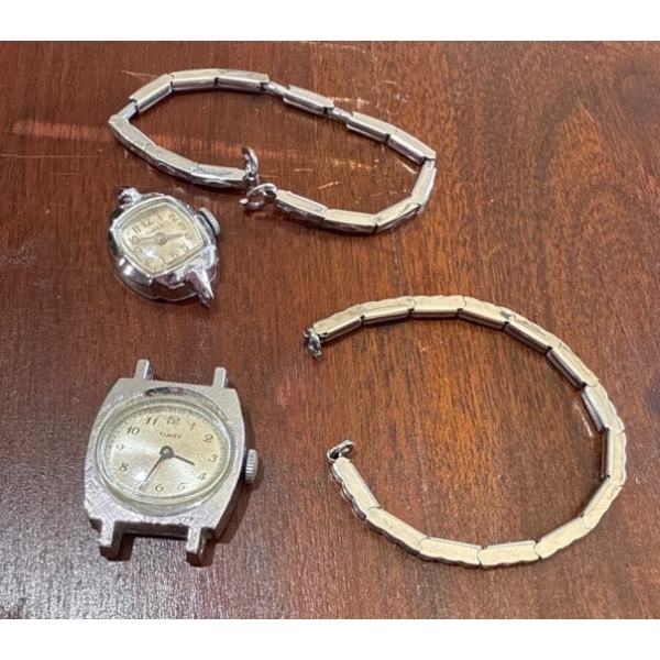 Ladies Timex Watches, Detached From Bands; Shockproof Stainless Back & Stainless Steel Black 