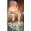 Image 1 : Vintage Ceramic Italian Little Girl Table Lamp w/ Statue & More Decor  25"tall lamp