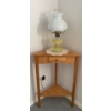 Image 1 : Antique Oil Lamp w/ Milk Glass Shade & Corner Table 30T
