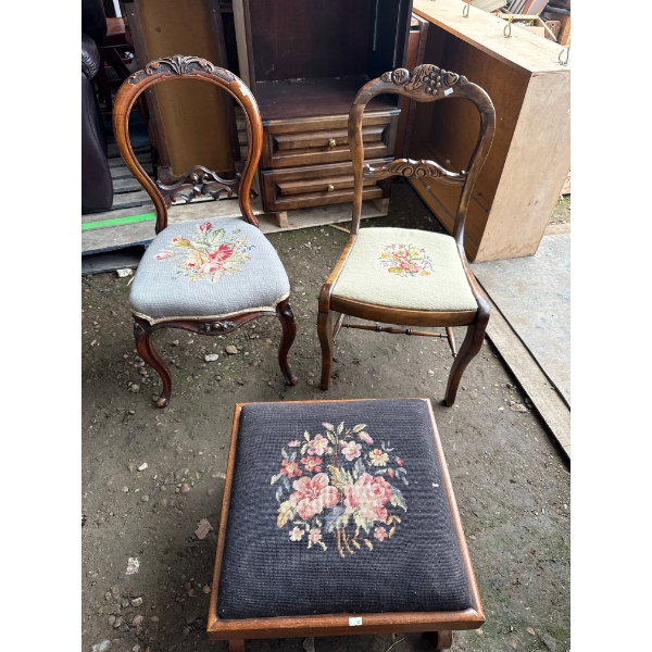 Antique Chairs and Footstool