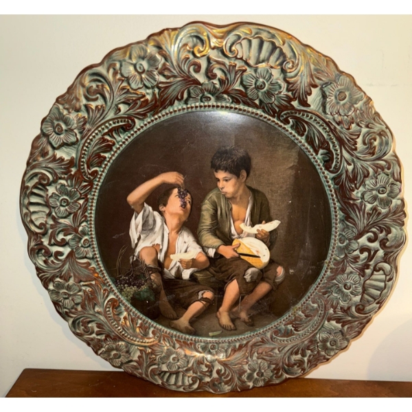 Vintage Martin Hand Painted Porcelain Art Plate 17"Diameter 