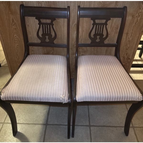 Vintage Duncan Phyfe Style Lyre Back Parlor Chairs (2) 20x22x32