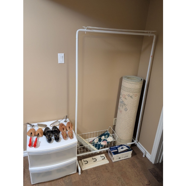 Laundry Room Must Haves - Garment Rack Stackable Organizers Shoe Forms Iron Rug & More