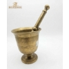 Image 1 : Brass Mortar and Pestle With Wooden Elephant Figurine