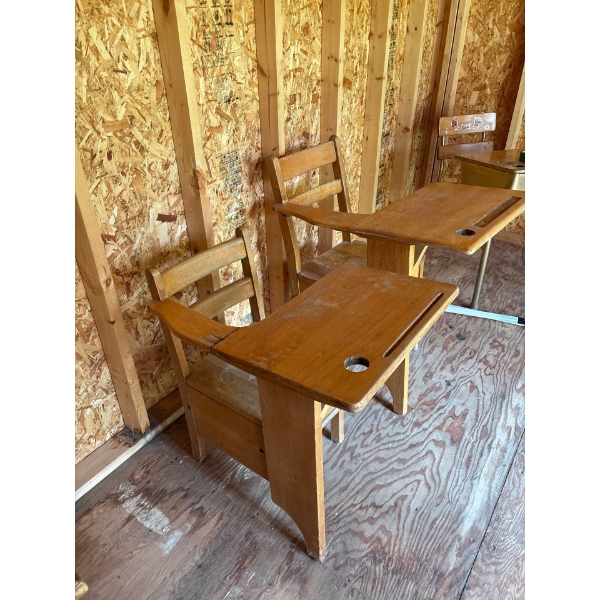 Wooden School Desk X 2 W23 L32 H30 