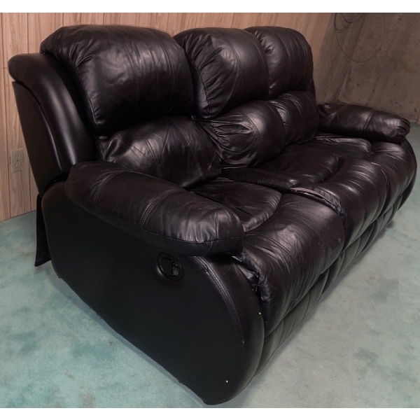 Genuine Leather Reclining Sofa - Soft Leather Minimal Use 81x33x36