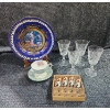 Image 1 : Decorative Plate,  Crystal Stemmed Glasses, Royal Albert “Enchantment” Teacup & Saucer And More.