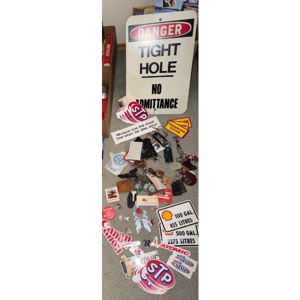 Warning Caution Signs w/ Keychain Collection & Promotional Stickers