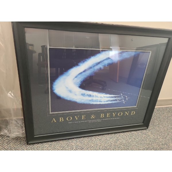 Inspirational Print 33 X 27 "Above and Beyond", Framed Under Glass