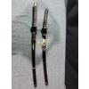 Image 4 : 2pcs 41" Black Katana Set w/ Engraved Details