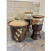 Image 1 : Vintage beaver flats pottery, a small lidded canister with 2 goblets . In brown tones