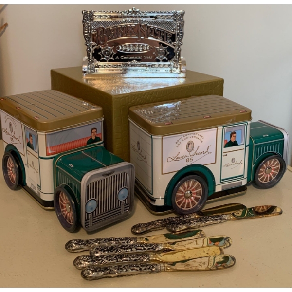 Miscellaneous Home - Godinger Silver Co. Plated? Knifes, Unique Coco Boxes, Bank Note Calendar