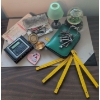 Image 1 : Desktop Essentials - Folding Meter Stick Antique Skeleton Keys Compass Post It Dispenser