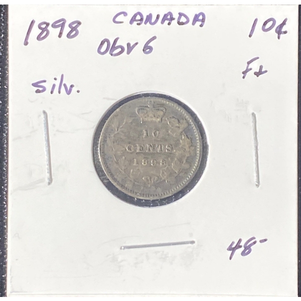 1898 Canadian Dime 92.5% Silver 2.33 Grams Each