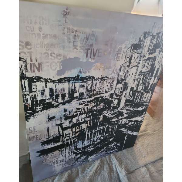 Huge Venice Print on Canvas w Sound Proof Backing 47 w 59 h
