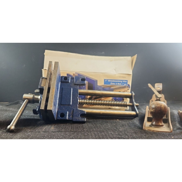 7 inch Woodworking Vise and 3 Vintage Hand Planes
