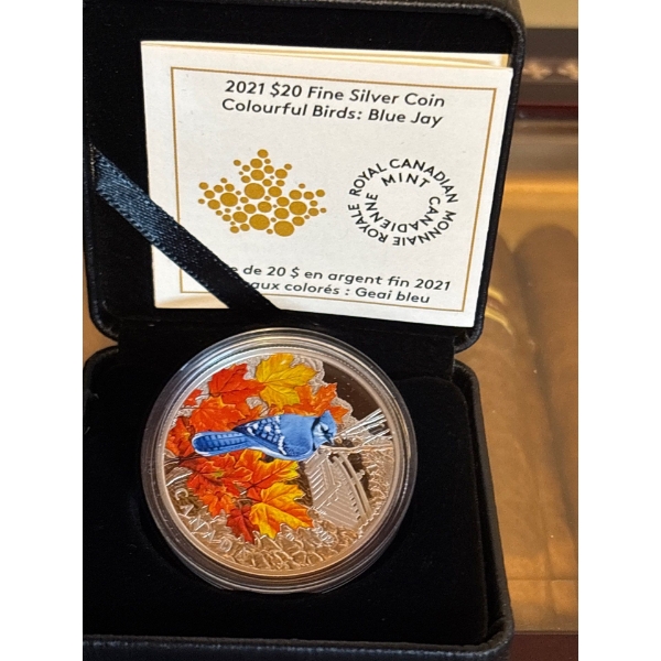 2021 $20 Colourful Birds: Blue Jay - Pure Silver Coin High Value 