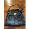 Image 3 : Black Faux Crocodile Pattern Handbag with Top Handle