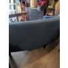 Image 2 : Curved Blue Upholstered Sofa with Tapered Wooden Legs