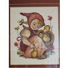 Image 2 : three framed cross-stitch embroideries featuring designs based on the artwork of M.I. Hummel. 
