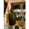 Image 4 :  5 hand blown Vintage liquor bottles, 2 clear blue 2 Amber and 2 green no chips all in great conditi