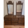 Image 1 : Vintage Wooden Dresser w/ Double Mirrors 65 W, 18 D, 72 T, Nightstand 21 W, 15 D, 22 T 