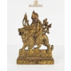 Image 1 : Brass Statue of Goddess Durga Riding a Lion, 11 Inches Tall