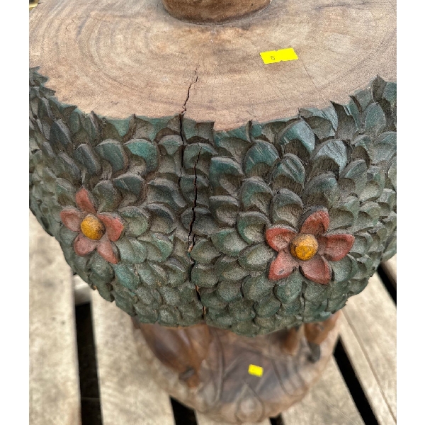 Lovely Wood carved Table, Elephant Jungle Theme, Lazy Suzan Like Spinning - 32W, 30T