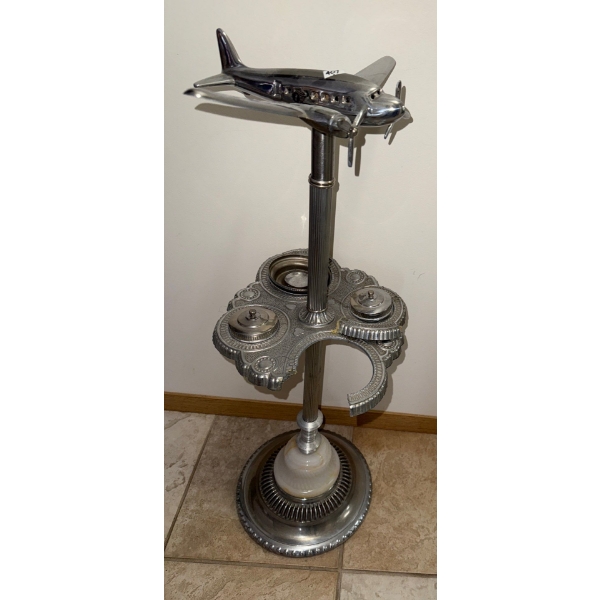 Art Deco Airplane Ashtray - Needs Repair - Glass Bottom - Piece Needs Soldierng Bank On