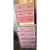 Image 4 : Pair of White/Pink Painted Dressers, Large one is 28W, 16D, 46T 