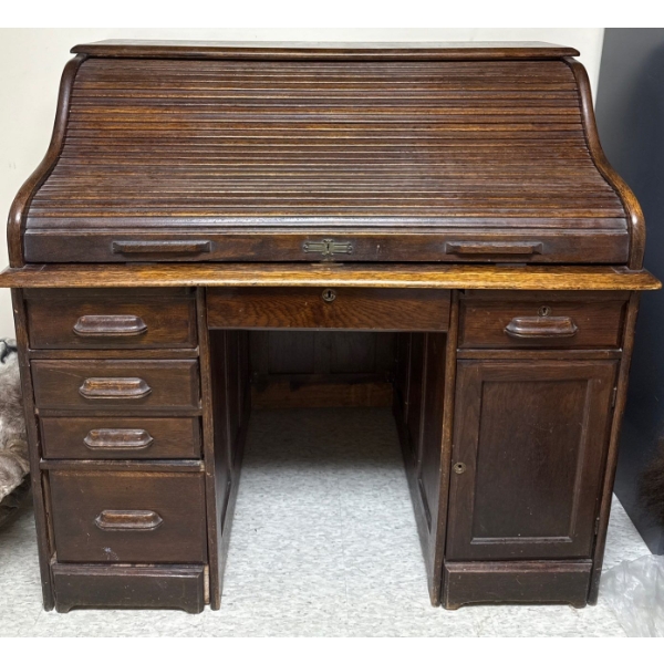Victorian Oak Roll Top Desk 48W x 31D x 46T