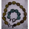 Image 1 : Vintage Britta Bracelets: Turquoise & Jade Stones With Stained Silver Charms 8" & 3"
