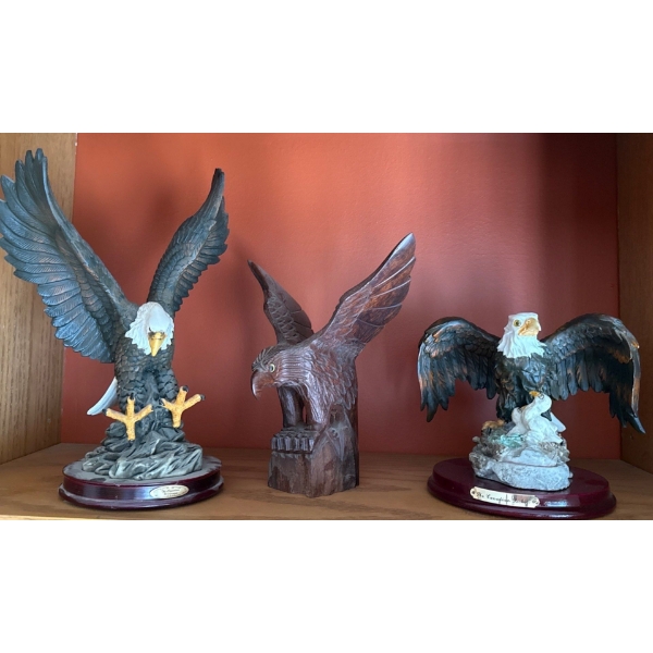 Eagle Figures - 'The Canadian Rockies' 12T, 'The Canadian Wilderness' & Beautiful Wood Carved Eagle 