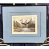 Image 1 : Illegible Signature Eagle and Landscape Print  6Wx4.5H