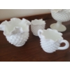 Image 6 : Fenton White Hobnail Glassware Including: Dish, Salt and Pepper Shakers and More!