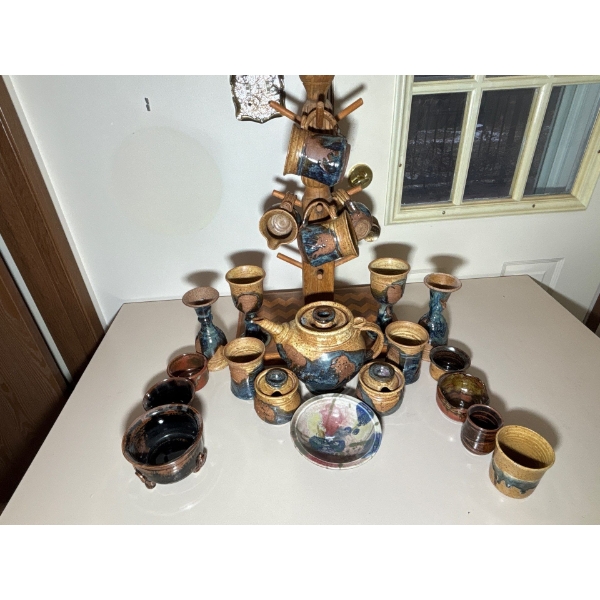 Collection Of Pottery: Tea Pot, Goblets, Cups & More