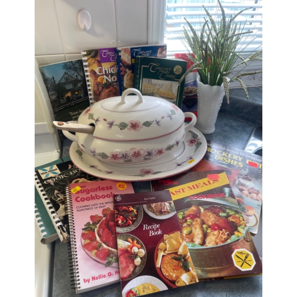 Culinary Collection - Cookbooks Soup Toureen w/ Lid & Laddle & More