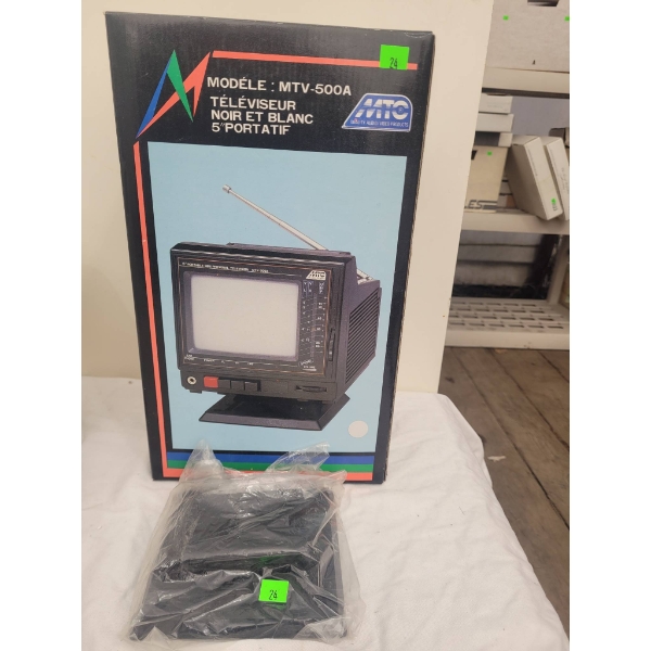 MTC MTV 500A 5 Inch Portable Black and White Television with Original Box and Manual