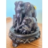 Image 2 : Vintage Asain Carving of an Elephant on a Circular Ornate Stand  Darkwood possibly Ebony + candydish