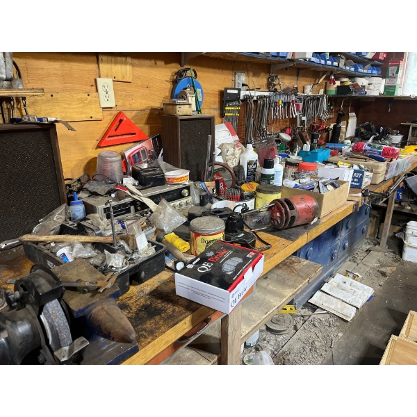 Very large collection of wrenches and a number of other tools and miscellaneous items please bring b