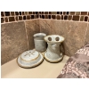 Image 3 : 2 decorative Tin Doves with soap Dish,toothbrush holder & Cup from Beaver Flats Pottery Rocky Mounta