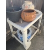 Image 2 : Outdoor Resin Garden Cart 26 W, 18 S, 28 T and Planters- Largest Blue and Pink: 12" Diameter 