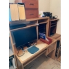 Image 1 : Complete Wooden Desk With Shelves, Samsung Monitor, and Office Accessories Router not Included