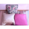 Image 5 : Decorative Home Lot Including Framed Art, Cushions, Rug, and Floral Arrangement